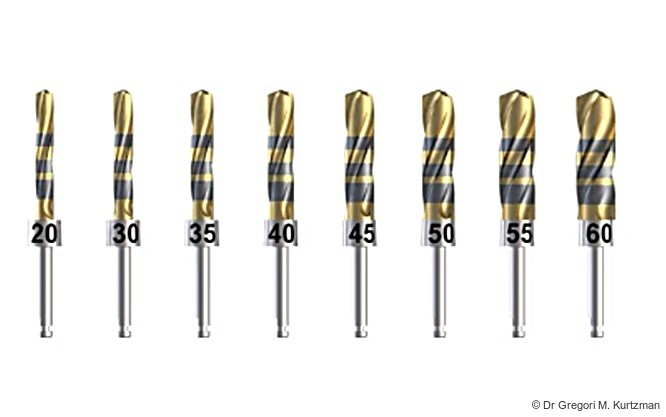 Fig. 4: The diameters available for the Tungsten carbide Crown Down drills.